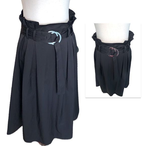 ZARA BLACK A-LINE PLEATED SKIRT WITH BELT | NEW WITH TAGS | NO FLAWS | MEDIUM - Picture 8 of 11